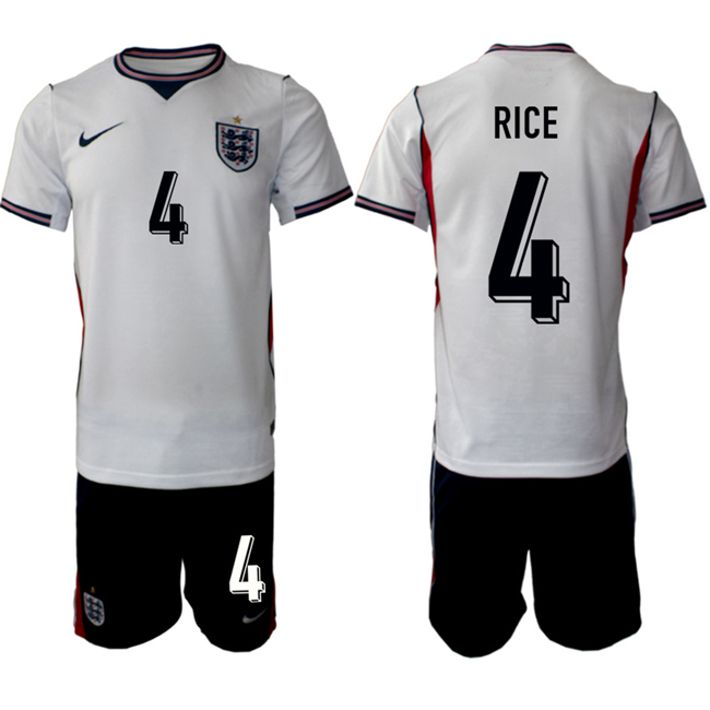 Men's White England #4 Declan Rice 2026 Home Soccer Jersey Suit